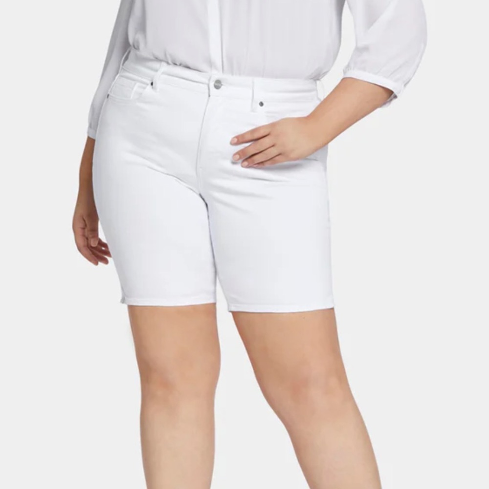 NWT NYDJ Ella White Short Side Slit Plus 24W Petite Minimalist‎ Classic Chic